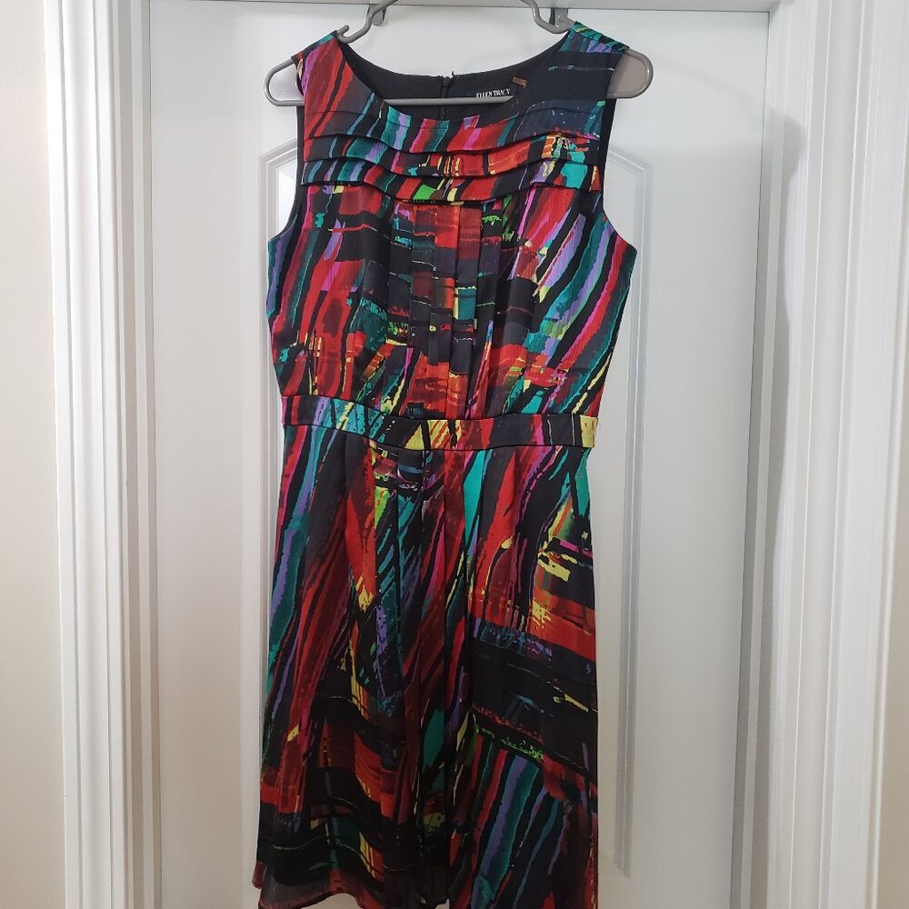 Ellen Tracy Dress; Fit and Flare; Size 8; Multicolor